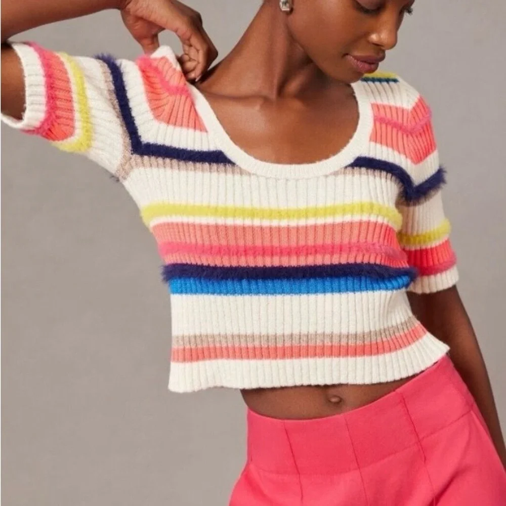 Maeve Anthropologie Scoop Neck Eyelash Stretch Sweater Top Women’s Large